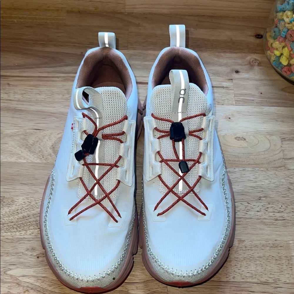 Men's White and Red Athletic Shoes